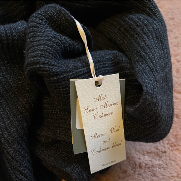 NWT NOTE DI ANITA Navy WOOL/CASHMERE COMFORT WINTER SCARF - Picture 4 of 5